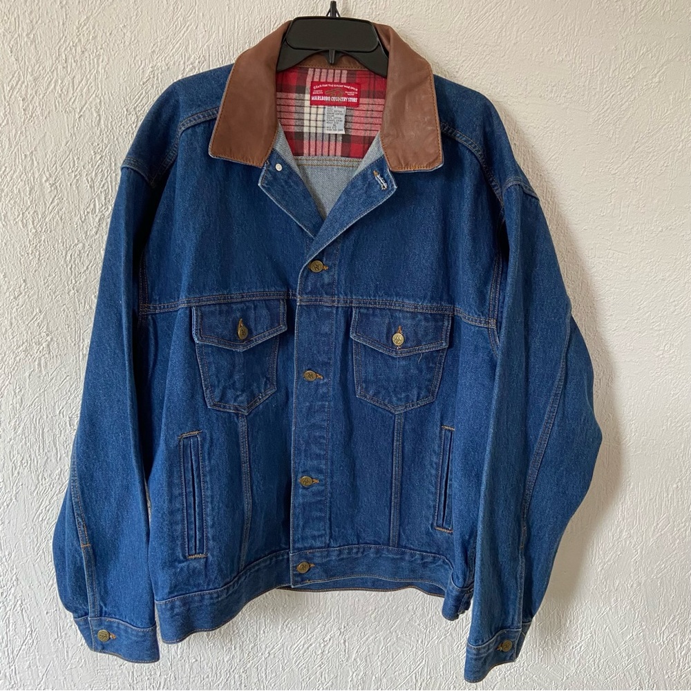 Marlboro Country Store Vintage Western Denim Jean Jacket Size XL Cowboy Rodeo